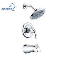 Aquacubic CUPC Wall Mounted Pressure Balancing Valve Shower Faucet With Bathtub Spout